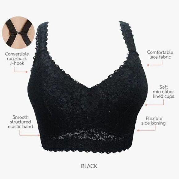 PARFAIT Adriana Black Lace Non-Wired Bralette Longline Bra Sz 36DD - Picture 3 of 16